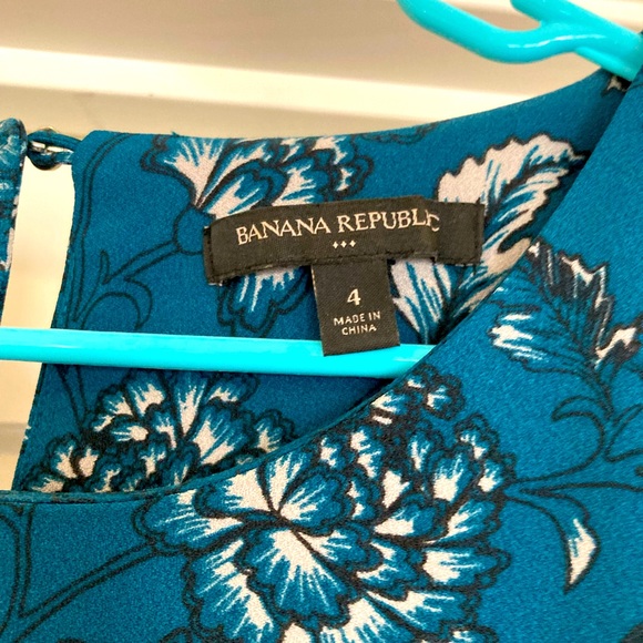 Banana Republic Teal Floral Print Dress - Picture 3 of 4